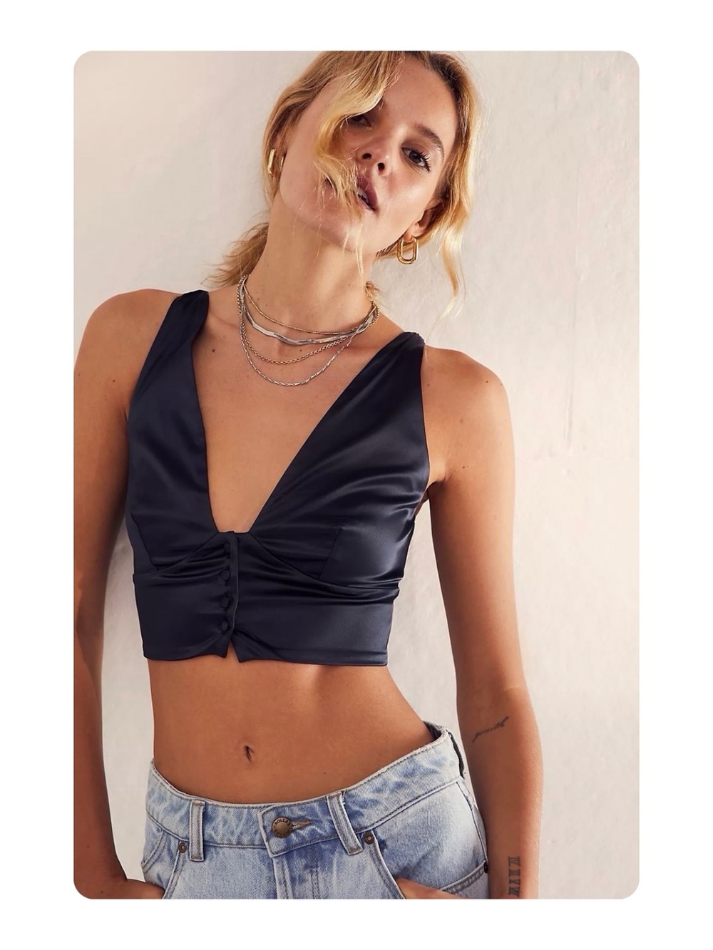 ★ Intimately by Free People “Back & Forth” Silky Tie Back Brami Top Black ★